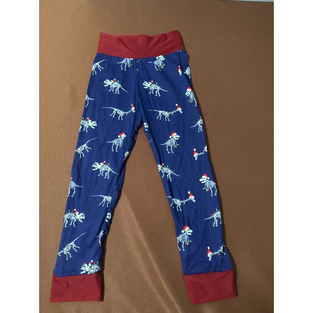 4-5T Christmas Dinosaur Pants Joggers Double Brushed Polyester Loose Waist Fit